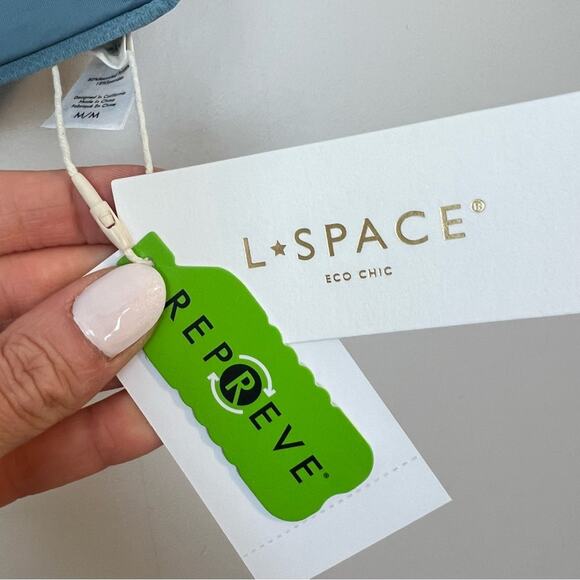 NWT l*space Nikita Bikini Top Slated Glass Blue sz S Underwire Ribbed Eco Chic - Picture 8 of 9